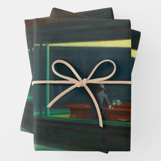 ヴィンテージエドワードホッパーナイトウォークスディナーポスター ラッピングペーパーシート (インサイチュ)