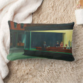 ヴィンテージエドワードホッパーナイトズクズディーナーポスター ランバークッション (ブランケット)