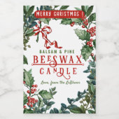 ヴィンテージエバーグリーンとレッドボウバルサムキャンドルラベル フードラベル (シングルラベル)
