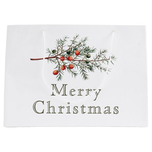 ヴィンテージエバーグリーンジュニパーブランチホリデー ラージペーパーバッグ (正面)