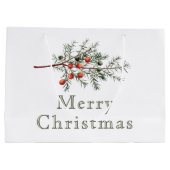 ヴィンテージエバーグリーンジュニパーブランチホリデー ラージペーパーバッグ (裏面)