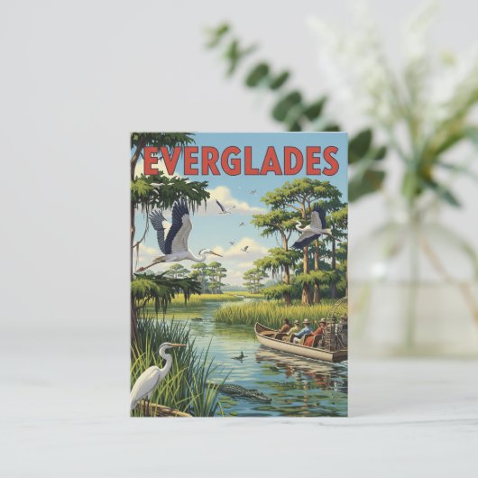 ヴィンテージエバーグレーズナショナルパークフロリダトラベル ポストカード (スタンド正面)
