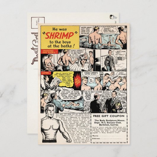 ヴィンテージエビの筋肉広告はがき ポストカード (正面/裏面)