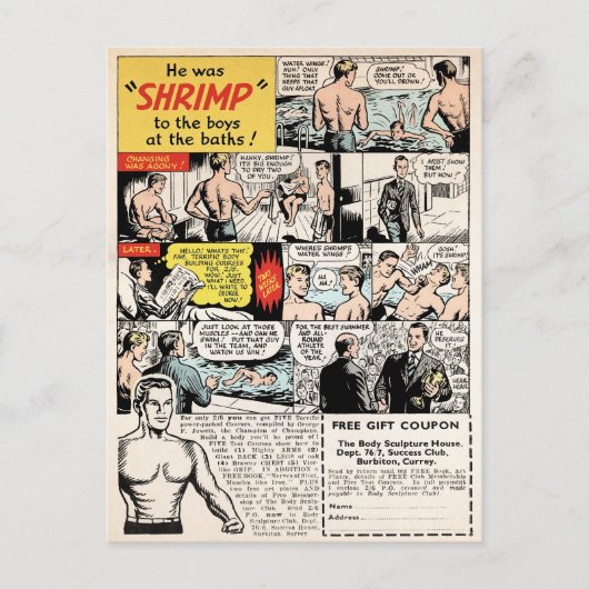 ヴィンテージエビの筋肉広告はがき ポストカード (正面)