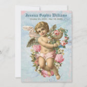 ヴィンテージエビクトリアンンジェルブルー記念死 案内状 (正面)