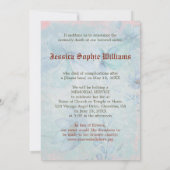 ヴィンテージエビクトリアンンジェルブルー記念死 案内状 (裏面)