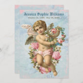 ヴィンテージエビクトリアンンジェルブルー記念死 案内状 (正面/裏面)