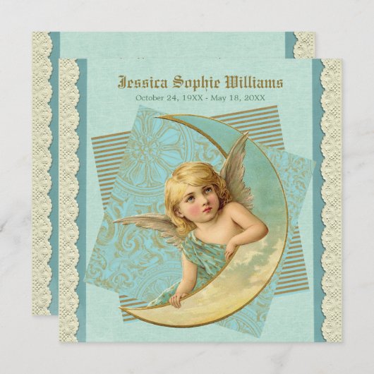 ヴィンテージエビクトリアンンジェルムーンレース記念死 案内状 (正面/裏面)