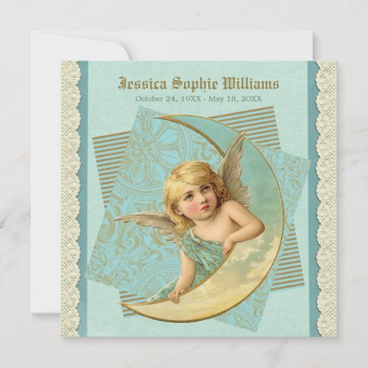 ヴィンテージエビクトリアンンジェルムーンレース記念死 案内状 (正面)