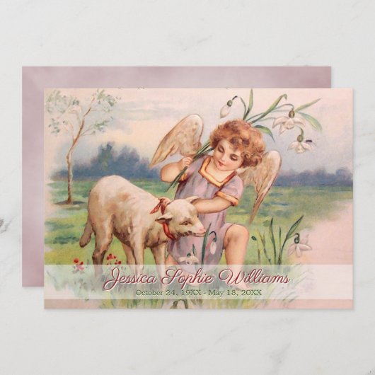 ヴィンテージエビクトリアンンジェルラムメドー追悼死 案内状 (正面/裏面)