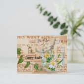 ヴィンテージエファムラコラージュハッピーイースターはがき ポストカード (スタンド正面)