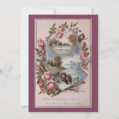 ヴィンテージエフェメラクリスマスバードの風景フローラ シーズンカード (正面)