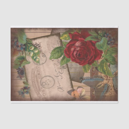 ヴィンテージエフェメラコラージュシャビーシックデコパージュティス 薄葉紙 (正面)