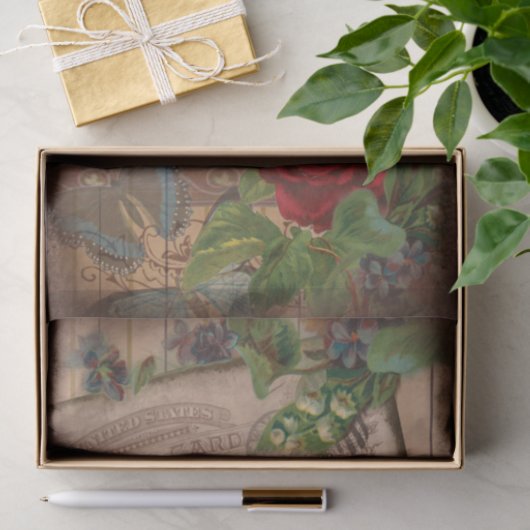 ヴィンテージエフェメラコラージュシャビーシックデコパージュティス 薄葉紙 (ギフト)