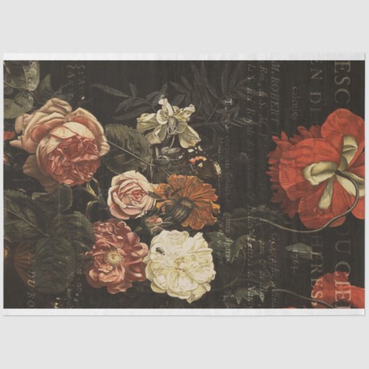 ヴィンテージエフェメラデクページアンティークフローラ 薄葉紙 (正面)