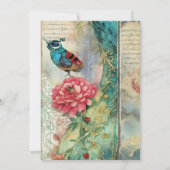 ヴィンテージエフェメラファンタジーバードブライダルシャワー 招待状 (裏面)