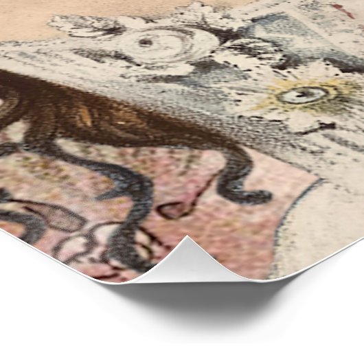 ヴィンテージエフェメラ妖精と花 ポスター (コーナー)