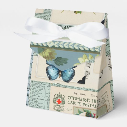 ヴィンテージエフェメラ花デザイン フェイバーボックス (正面サイド)