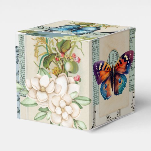 ヴィンテージエフェメラ花デザイン フェイバーボックス (正面サイド)