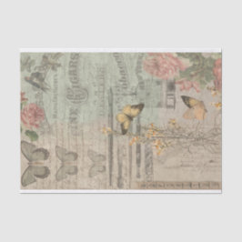 ヴィンテージエフェメラ&バタフライシャビーシックデコップページ 薄葉紙