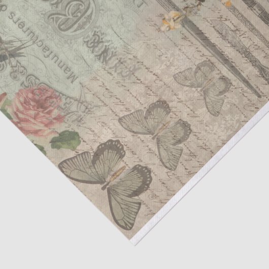 ヴィンテージエフェメラ&バタフライシャビーシックデコップページ 薄葉紙 (詳細)