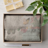 ヴィンテージエフェメラ&バタフライシャビーシックデコップページ 薄葉紙 (ギフト)