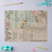 ヴィンテージエフェメラ&バタフライシャビーシックデコップページ 薄葉紙 (クラフト)