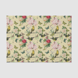 ヴィンテージエフェラバラ蝶と鳥のパターン 薄葉紙