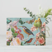 ヴィンテージエフェラバラ蝶と鳥コラージュ カード (スタンド正面)