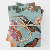 ヴィンテージエフェラバラ蝶と鳥コラージュ ラッピングペーパーシート (インサイチュ)