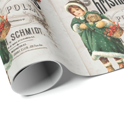 ヴィンテージエフエマクリスマスアドキュートガールフローラ ラッピングペーパー (ロールコーナー)