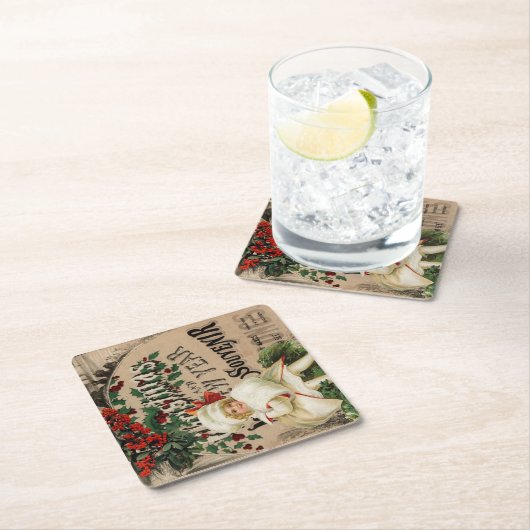 ヴィンテージエフエマクリスマス新年のお土産 スクエアペーパーコースター (インサイチュ)
