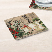 ヴィンテージエフエマクリスマス新年のお土産 スクエアペーパーコースター (アングル)