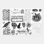 ヴィンテージエフエマコラージュ、デクページ紙 ラッピングペーパーシート (正面3)