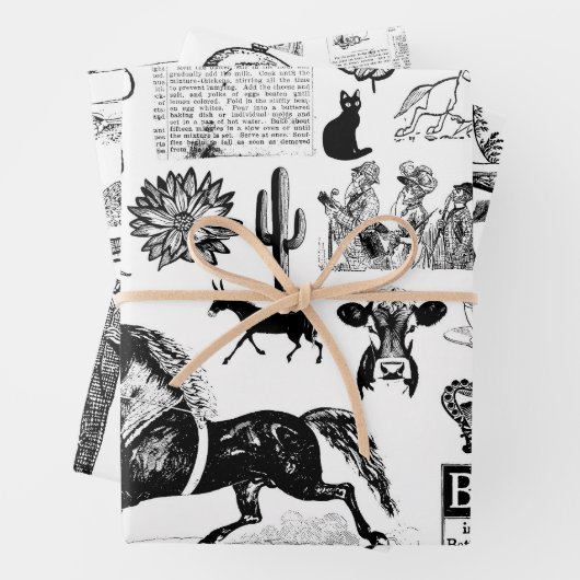 ヴィンテージエフエマコラージュ、デクページ紙 ラッピングペーパーシート (インサイチュ)