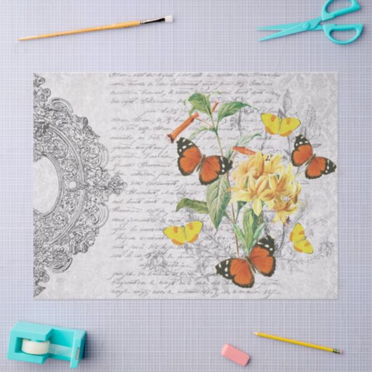 ヴィンテージエフエマチョウチョウフローラデクページ 薄葉紙 (クラフト)