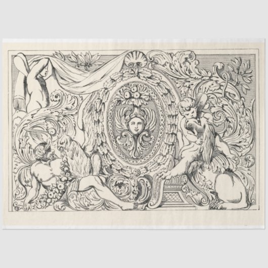 ヴィンテージエフエマデクページアンティークイラストレーション 薄葉紙 (正面)