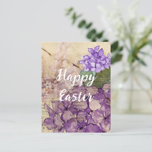 ヴィンテージエフエマパープルフラワーイースター ポストカード (スタンド正面)