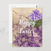 ヴィンテージエフエマパープルフラワーイースター ポストカード (正面/裏面)