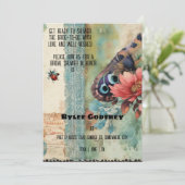 ヴィンテージエフエマブルーバタフライブライダルシャワー 招待状 (スタンド正面)