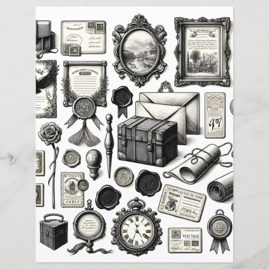 ヴィンテージエフエマラインアートカット&コラージュ紙 (正面)