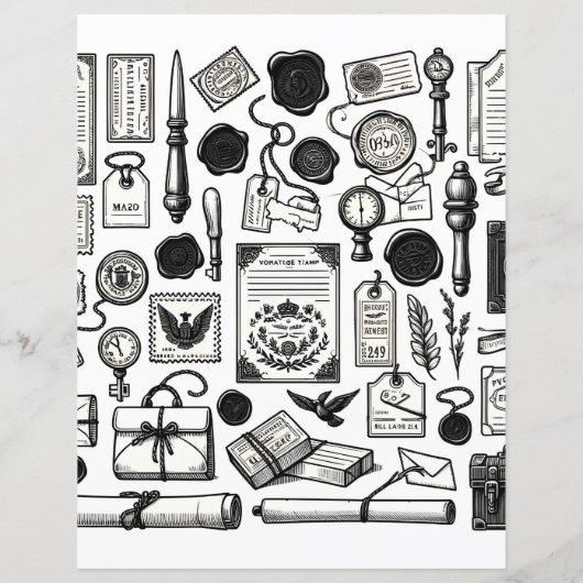 ヴィンテージエフエマラインアートカット&コラージュ紙 (裏面)