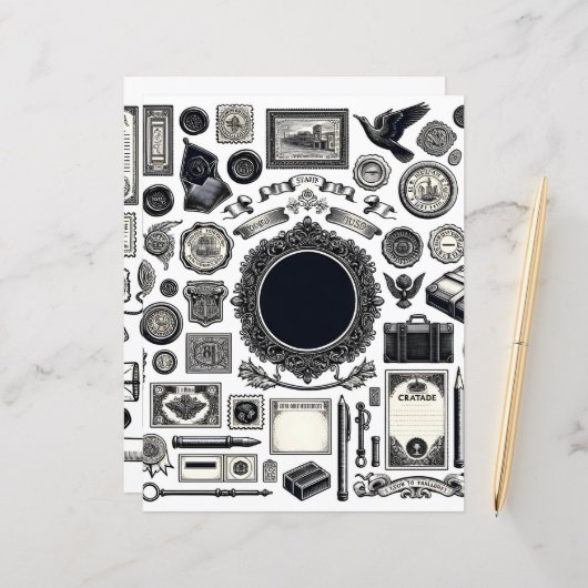 ヴィンテージエフエマラインアートカット&コラージュ紙 (正面/裏面インサイチュ)