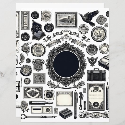 ヴィンテージエフエマラインアートカット&コラージュ紙 (正面/裏面)