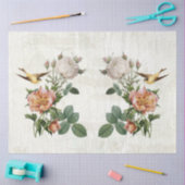 ヴィンテージエフエマラ植物鳥花デコページ 薄葉紙 (クラフト)