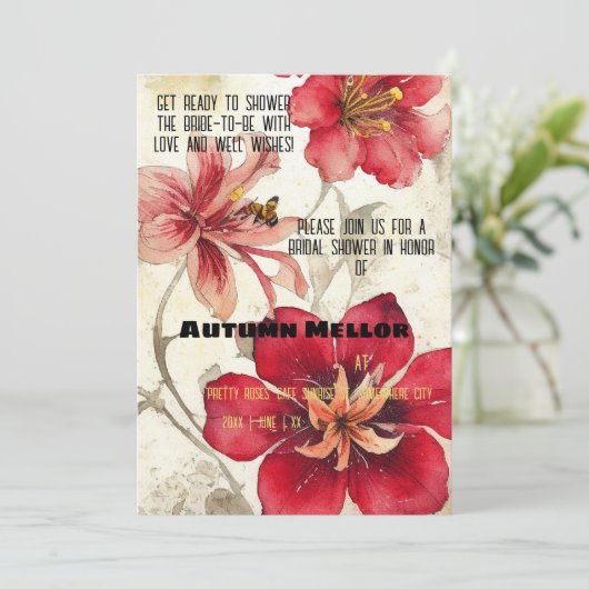 ヴィンテージエフエマレッドユリブライダルシャワー 招待状 (スタンド正面)