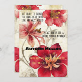 ヴィンテージエフエマレッドユリブライダルシャワー 招待状 (正面/裏面)