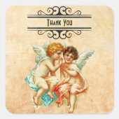 ヴィンテージエフエメラエンジェルチェリュブイラストレーション スクエアシール (正面)