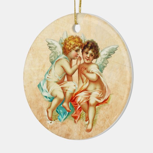 ヴィンテージエフエメラエンジェルチェリュブイラストレーション セラミックオーナメント (左)