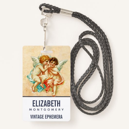 ヴィンテージエフエメラエンジェルチェリュブイラストレーション バッジ (裏面ランヤード)